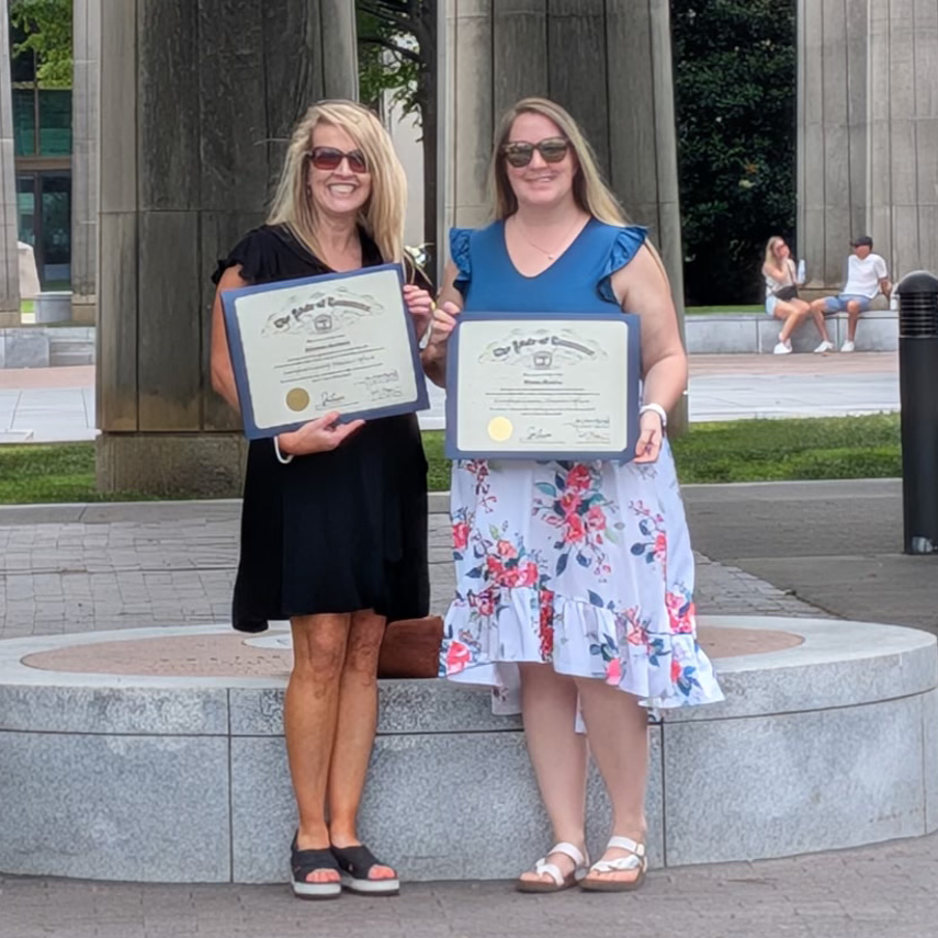 rucoschools's tweet photo. Congratulations to Shannon Caywood and Alyssa Kimbro, Rutherford County Schools’ newest State of Tennessee Certified County Finance Officer graduates!
 
Caywood and Kimbro recently completed the yearlong CCFO program and were honored earlier this month at the Nashville State Library and Archives for their achievement.
 
The CCFO program began in 2018 to offer training that would provide Tennessee’s county financial personnel the opportunity to learn more about government reporting standards. This certification requires continuing professional development annually to stay aware of updated accounting and financial reporting principles.
 
We are so proud to see our RCS Finance Department reaching for greater understanding of state regulations as well as fiscal knowledge and growth.