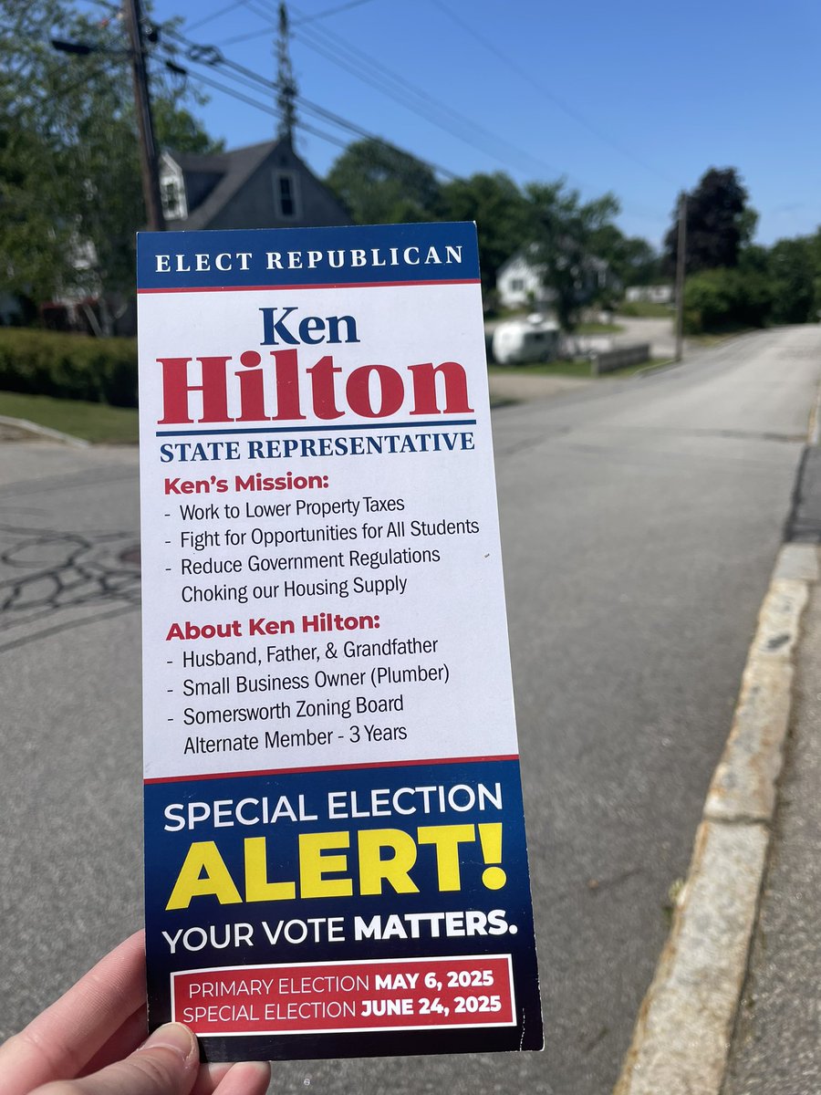 EGirardNH's tweet photo. It’s 100 degrees out but that’s not stopping the Republicans from getting out the vote for KEN HILTON! Today is the day we send Ken to Concord to help the Republican majority! Just proudly cast my vote for KEN HILTON in Somersworth! 

🇺🇸 Remember to vote in today’s special election! Somersworth polling locations can be found here: https://t.co/8aUeRrn5Dy

@GreaterDoverGOP @CTEHR