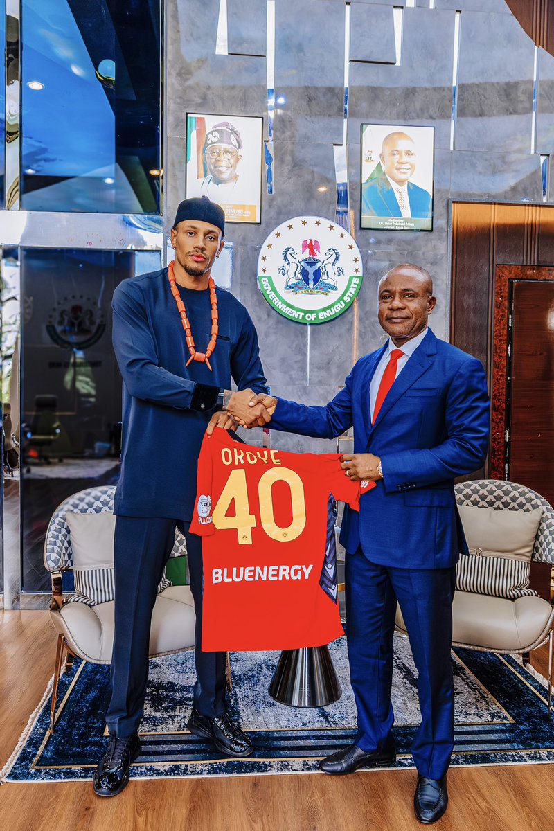 Grateful to be welcomed home by the Performing Governor of my State, Enugu His Excellency Dr Peter Mbah. 
It was a memorable moment we shared for ecosports progress. 
His Excellency, I also want to thank you for appointing me as an Ambassador of Enugu State. 
Tomorrow is here!🇳🇬