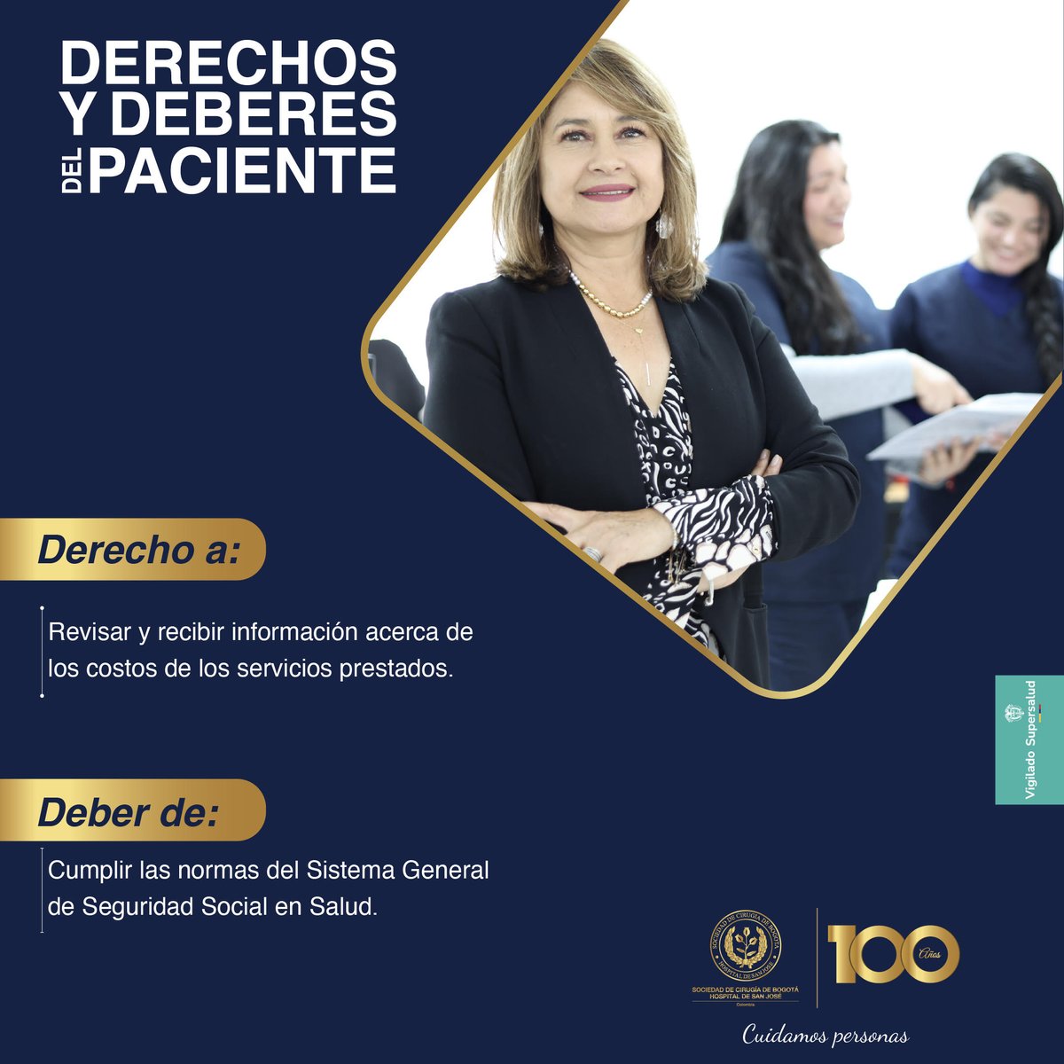 Junio- Derechos Seguros, Deberes Cumplidos ¡Conócelos y compártelos!  #HospitalDeSanJosé #CuidamosPersonas