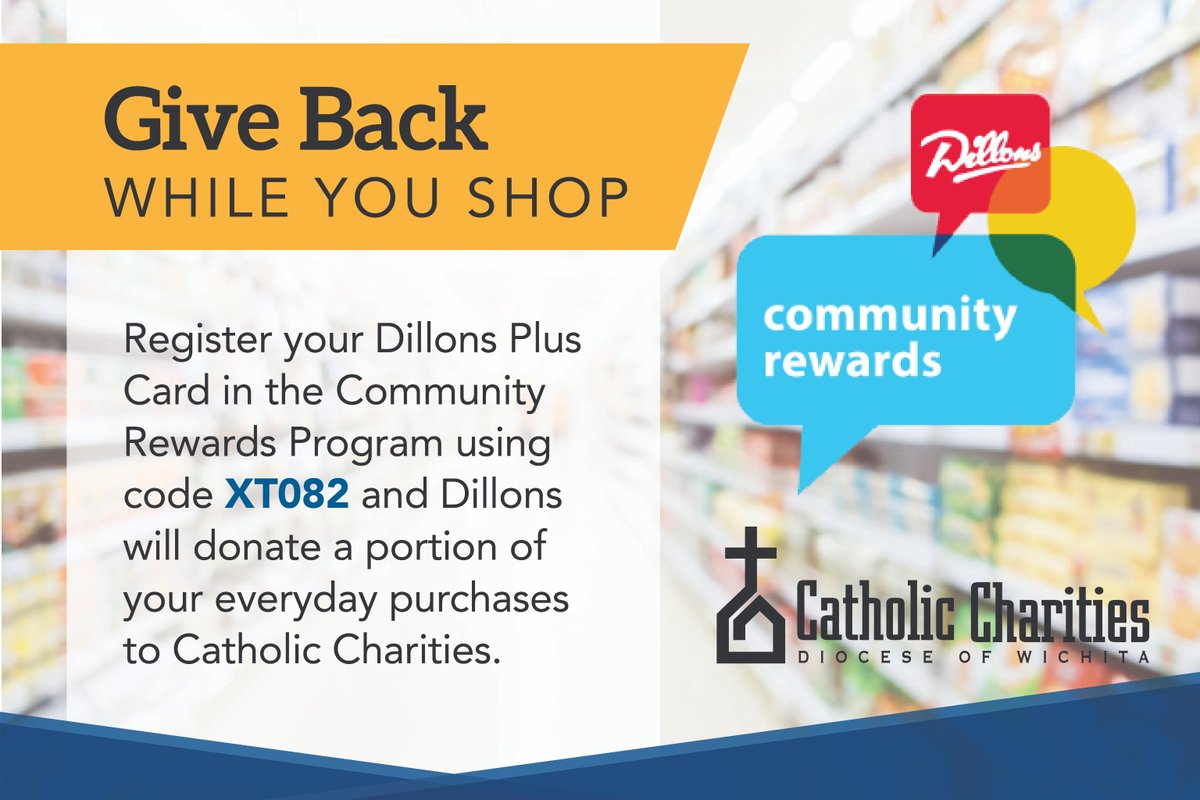 🤝Help support Catholic Charities by registering your Dillons Plus Card today! 
👉bit.ly/Dillons-commun…

#CatholicCharitiesWichita #DillonsRewards #GiveBack