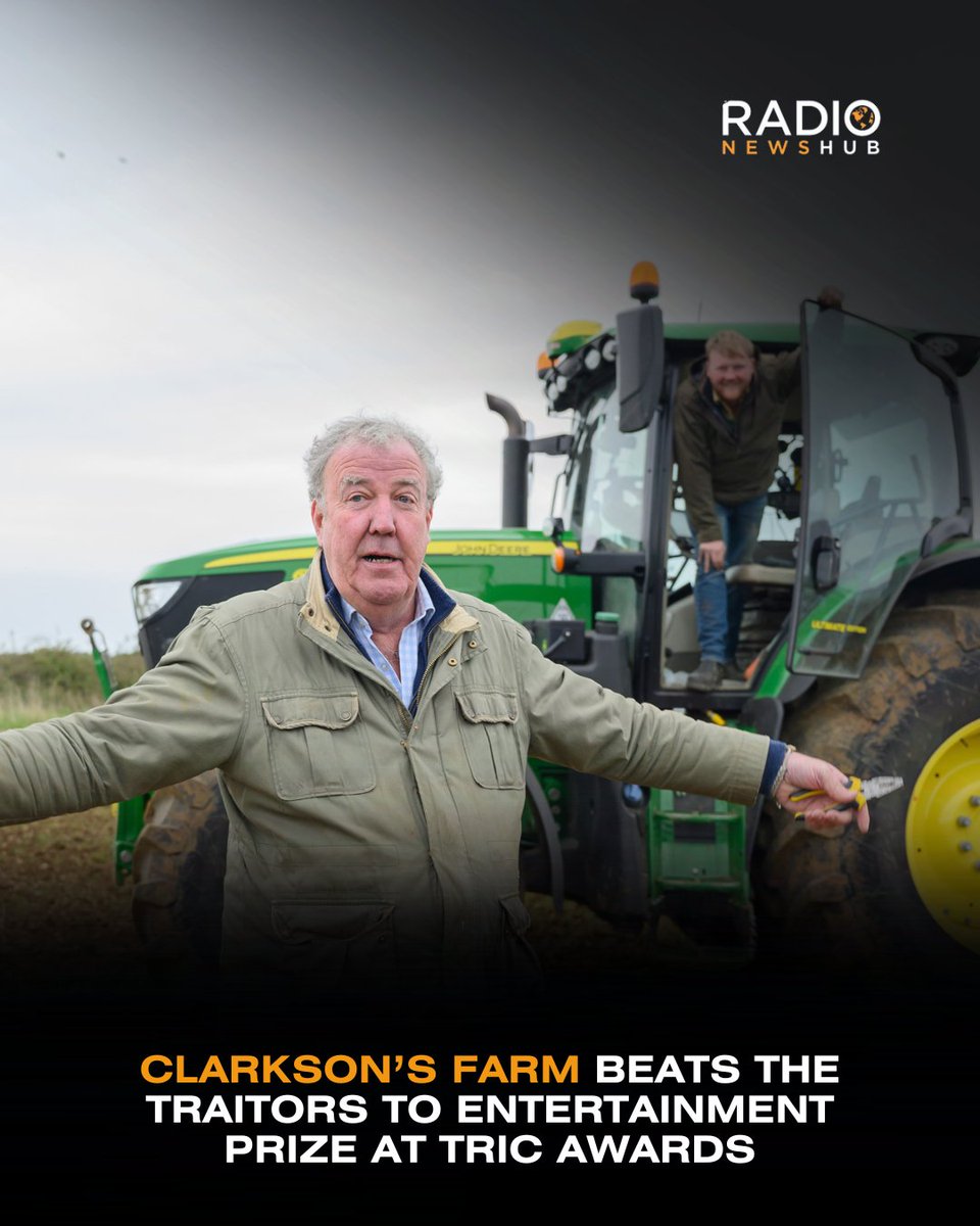 #ClarksonsFarm has beaten hit reality game show The Traitors and sitcom Gavin And Stacey to the entertainment prize at this year’s Tric Awards.

Honouring names from across the entertainment world, the 2025 Television and Radio Industries Club (Tric) Awards, held on Tuesday, also