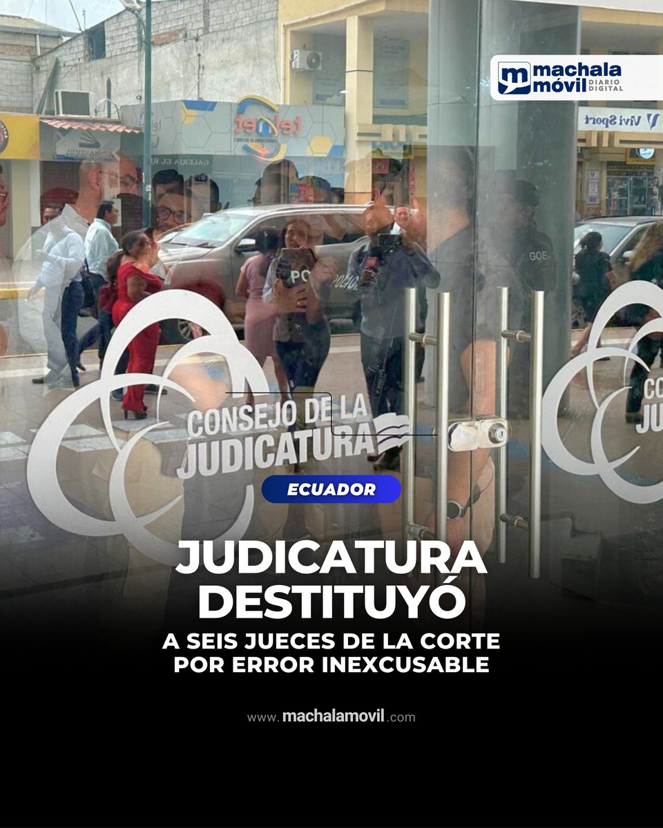 El Pleno del Consejo de la Judicatura resolvió este martes, de forma unánime, la destitución de seis jueces de la Corte Provincial de Justicia de El Oro, tras considerar que incurrieron en una falta disciplinaria grave contemplada en el Código Orgánico de la Función Judicial.