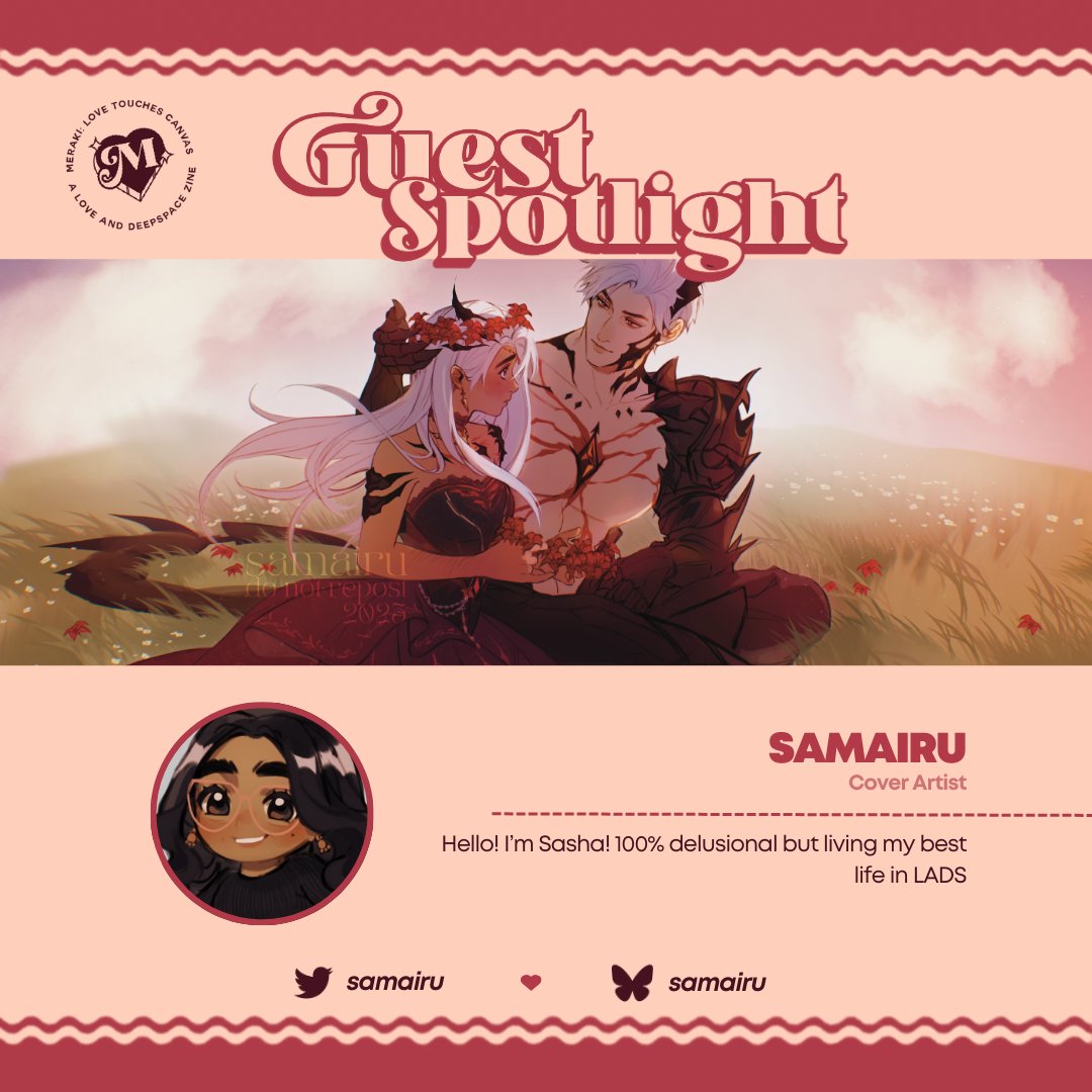 𝐌𝐞𝐫𝐚𝐤𝐢 — Cover Artist Spotlight

Introducing cover artist samairu, capturing all our love with every stroke of her brush!

🎀 samairu.bsky.social