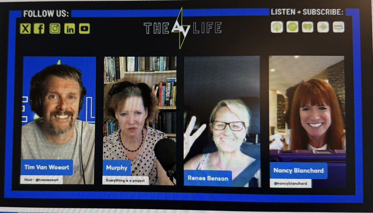 nancyblanchard's tweet image. Hey it’s Tuesday night!!! @TheAVLifePod  is full steam ahead after #infocomm with @TVanWoeart @WrittenByMurphy @AVReneeKC #AVTweeps
