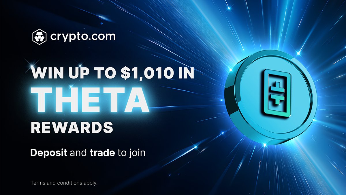 Crypto.com (@cryptocom) on Twitter photo 🚨 The THETA App Campaign ends in 24h 🚨
You're still eligible to win shares of the US$100,000 $THETA pool! Be among 9,000 winners with as little as one trade and Net Buy 🏅
Details + T&Cs 👇
crypto.com/events/theta-a…
💡 US users can now buy + deposit THETA too
<a href="/Theta_Network/">Theta Network</a> 🚨 The THETA App Campaign ends in 24h 🚨
You're still eligible to win shares of the US$100,000 $THETA pool! Be among 9,000 winners with as little as one trade and Net Buy 🏅
Details + T&Cs 👇
crypto.com/events/theta-a…
💡 US users can now buy + deposit THETA too
<a href="/Theta_Network/">Theta Network</a>