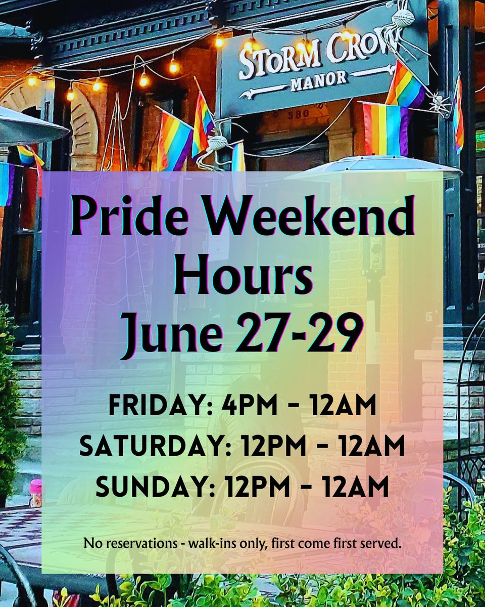 Pride Weekend hours are live! We’ll have indoor seating, our patio, plus extended street patio all weekend long! 🏳️‍🌈 🥂 
On the go? Stop at the kiosk for snacks, cold cans, and icy cryopops! 🤤 

No reservations, just walk-ins ❤️‍🔥 

#pridetoronto #prideto #churchwellesley
