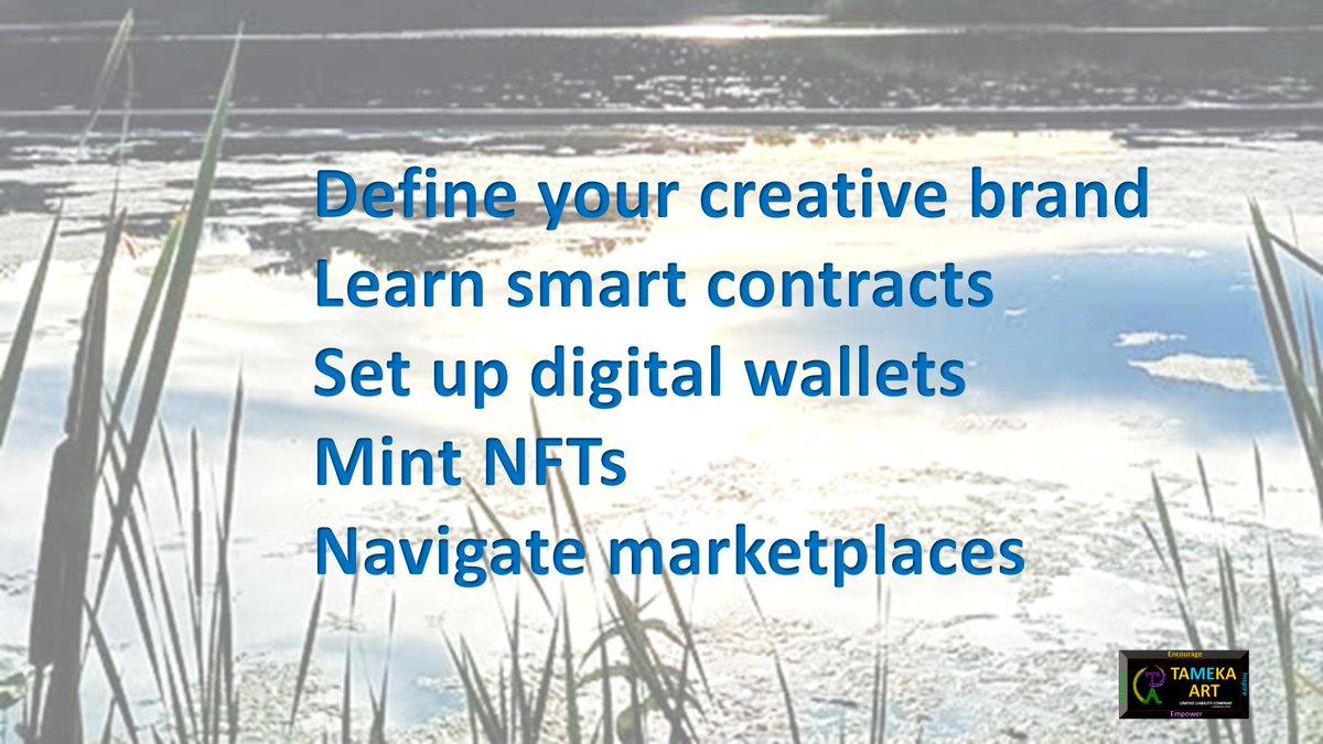 art_tameka's tweet image. You are not behind. You are just starting smart. Here is an all-in-one course that takes you through the list below. Check tamekaart (dot) com to learn more. Your art deserves to move into the future. #tamekaart #NFTforBeginners #DigitalEmpowerment #BlockchainArt