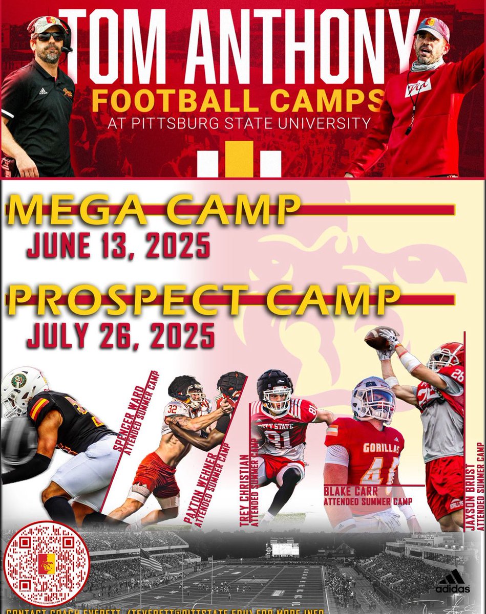 I’m very grateful for receiving a camp invite from <a href="/Coach_BPerkins/">Brandon Perkins</a> at Pitt state in Kansas! A long trip but I will make it out! <a href="/MDonoghue1/">Mike Donoghue</a> <a href="/athletics_first/">Integrity First Athletics</a> <a href="/DP2Nice/">Daymond Patterson II</a> <a href="/X_SpotsThaMark/">QBCoachX!</a> <a href="/coachericj221/">Coach J</a>
