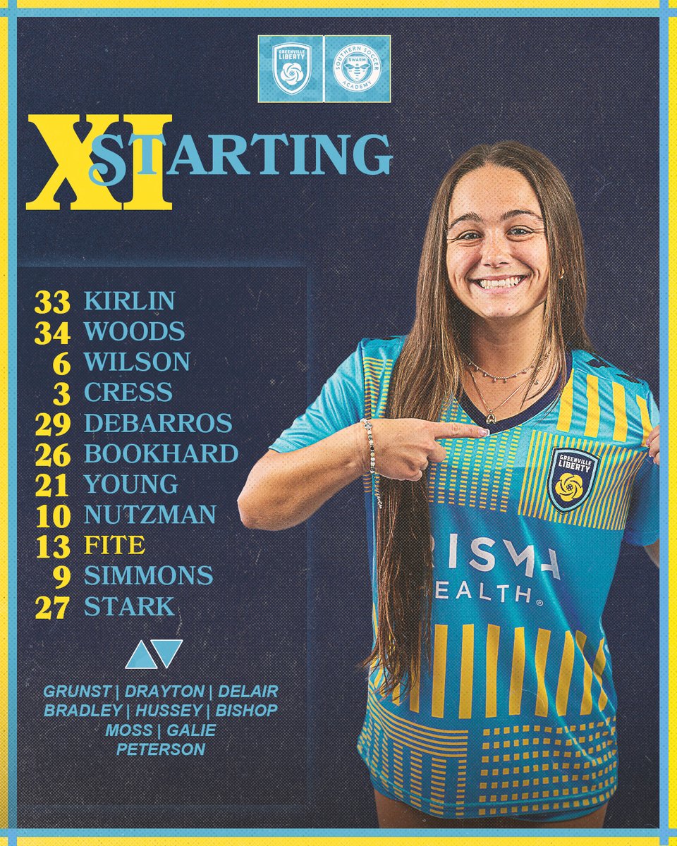 gvl_liberty's tweet photo. Empowering on and off the pitch. Here is our starting XI for the night! 💪 
#GVLvSSA | #LibertyForAll | #KickLikeAGirl https://t.co/TjH2xlxoLK