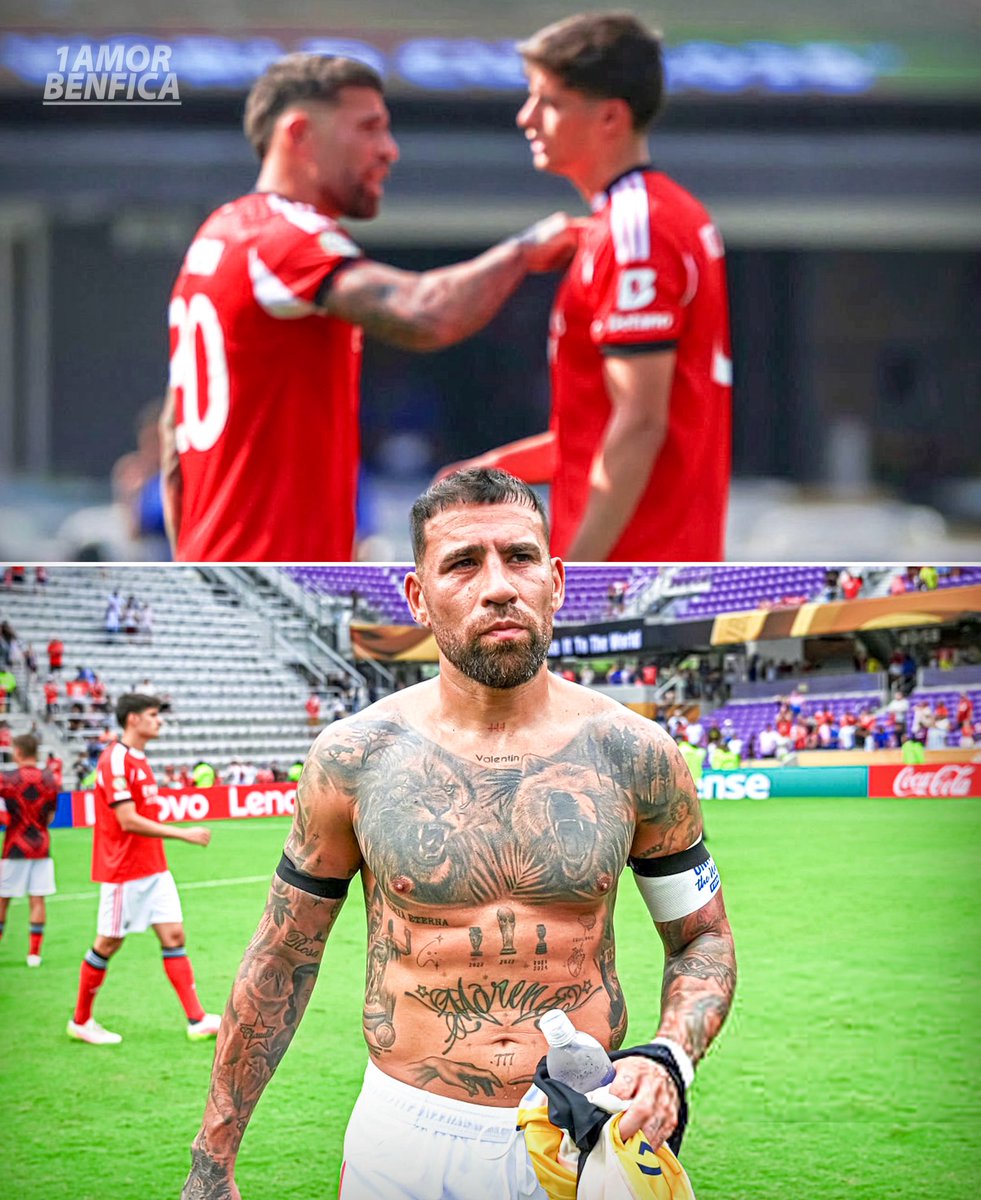 1amorbenfica's tweet photo. Um verdadeira Capitão, uma Lenda que já conquistou tudo no futebol, a motivar e a parabenizar Antonio Silva pela exibição como podemos ver na imagem, Otamendi ! ❤️ https://t.co/WFkq81kNKf
