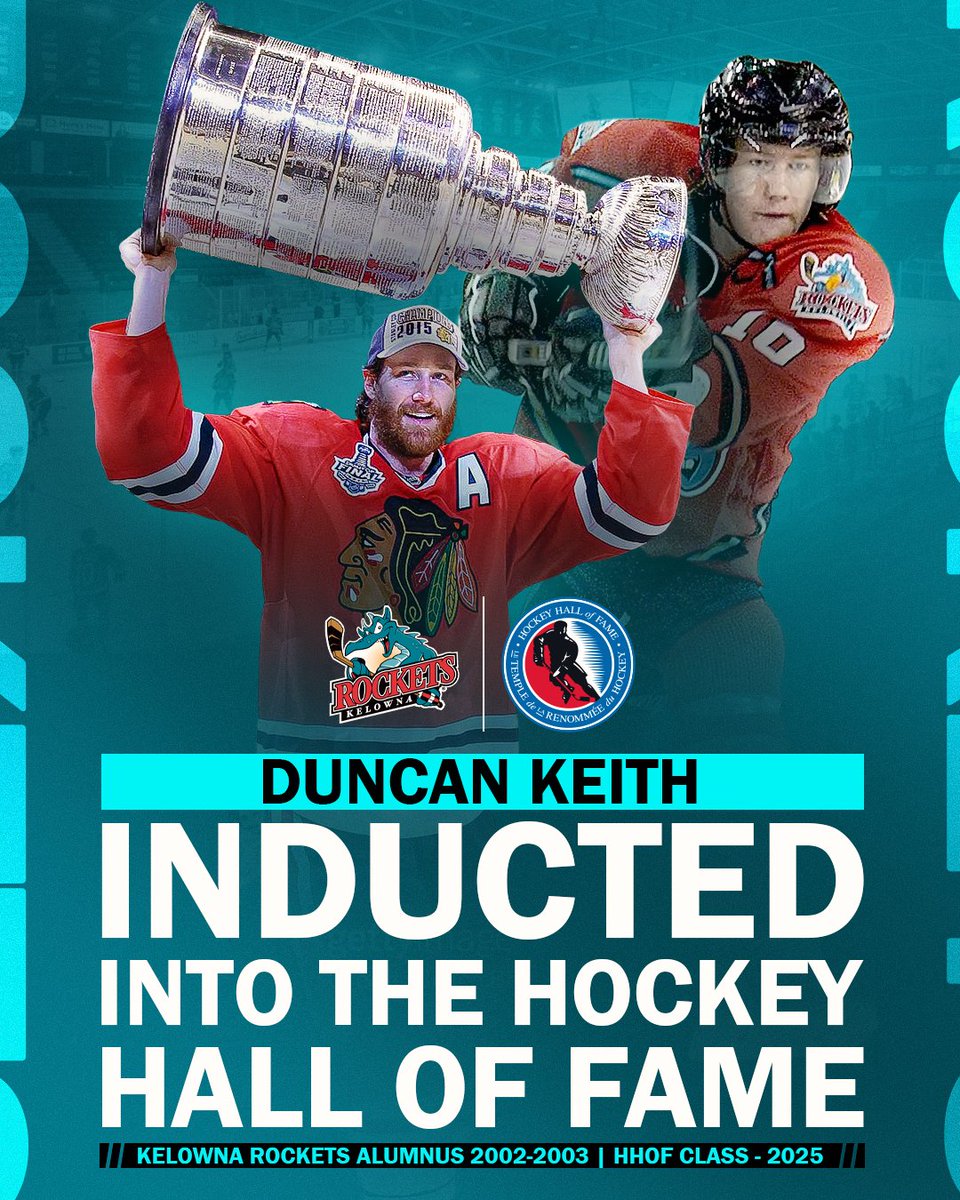 Congratulations to Rockets alumnus Duncan Keith on his induction into the Hockey Hall of Fame, Class of 2025.

A three-time Stanley Cup champion, two-time Olympic gold medalist, and 2003 WHL Champion with the Rockets, Duncan’s legacy is one of excellence at every level of the