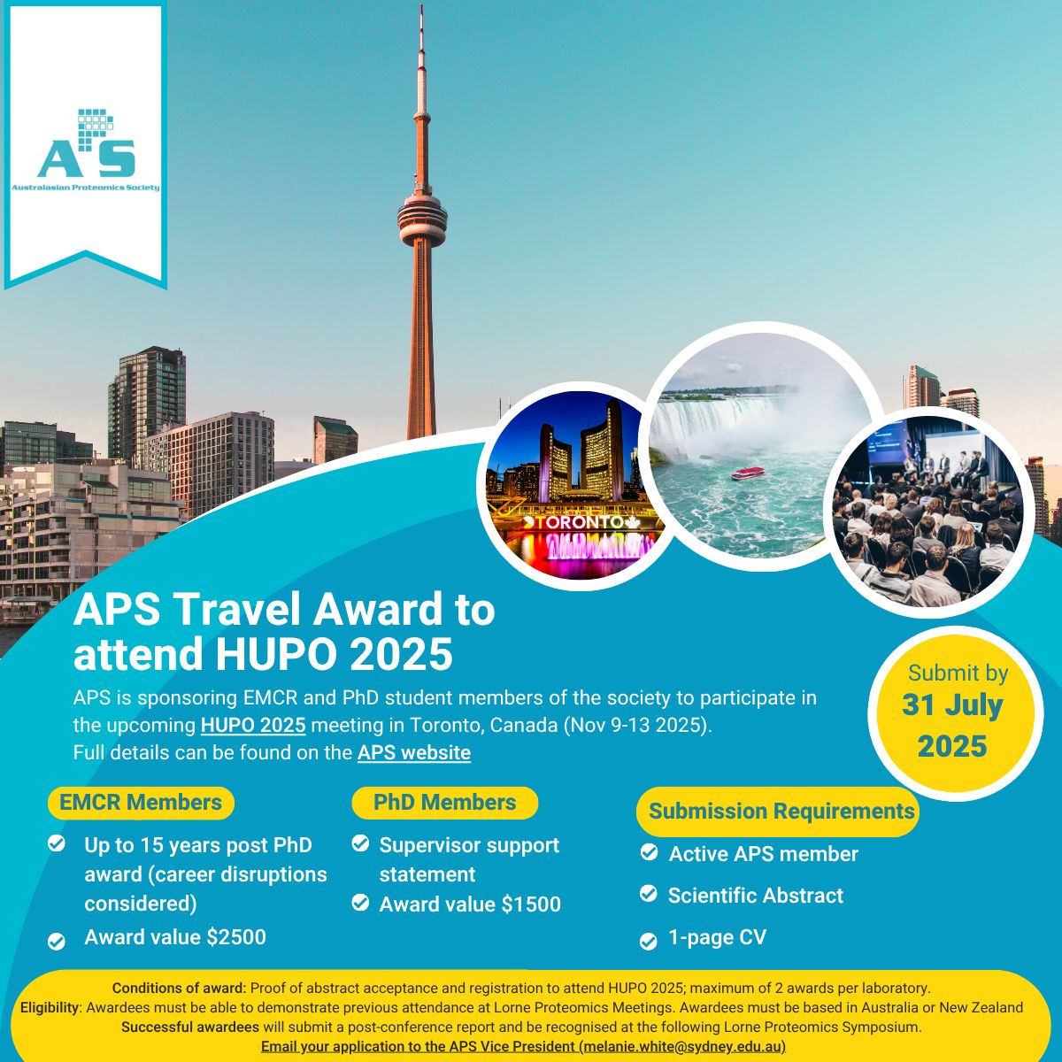 Australasian Proteomics Society (@lorneproteomics) on Twitter photo Attention APS EMCR and PhD student members attending <a href="/hupo_org/">Human Proteome</a> 2025 in Toronto. We have several travel awards up for grabs. Submissions close 31st July. #TeamMassSpec #Proteomics Attention APS EMCR and PhD student members attending <a href="/hupo_org/">Human Proteome</a> 2025 in Toronto. We have several travel awards up for grabs. Submissions close 31st July. #TeamMassSpec #Proteomics