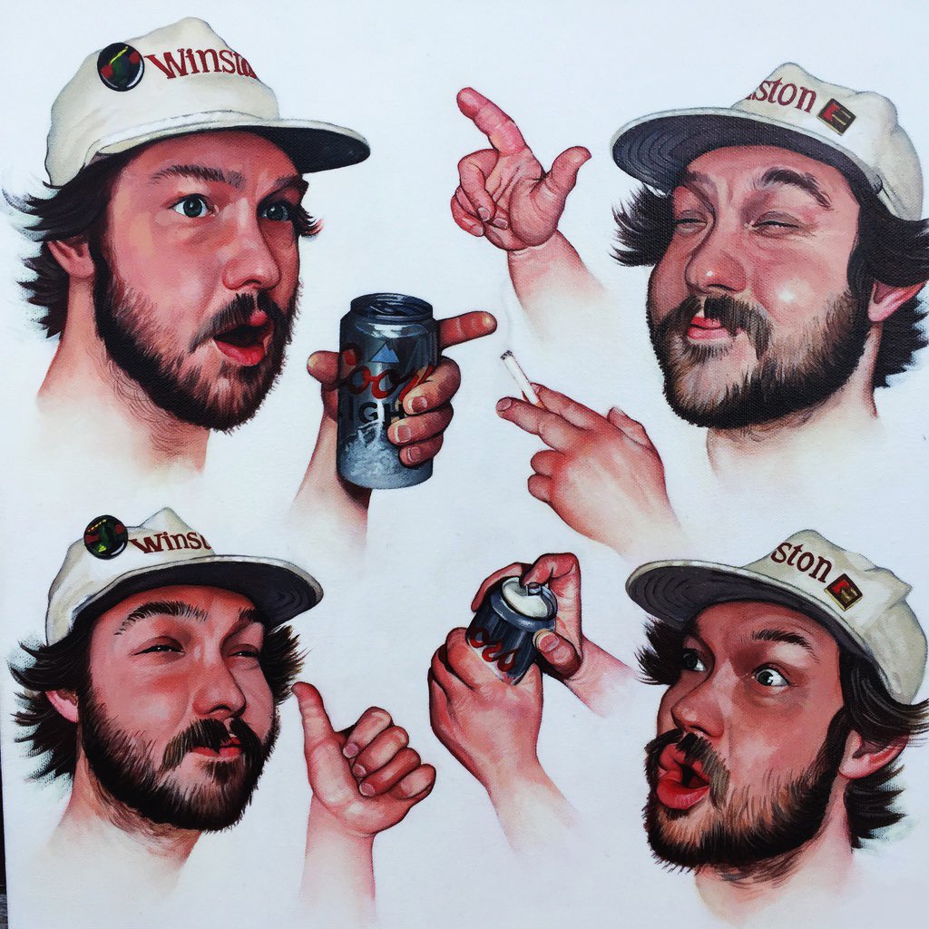 I painted my friend Tom. <a href="/CoorsLight/">Coors Light</a> 
(24"x24" acrylic on canvas)
