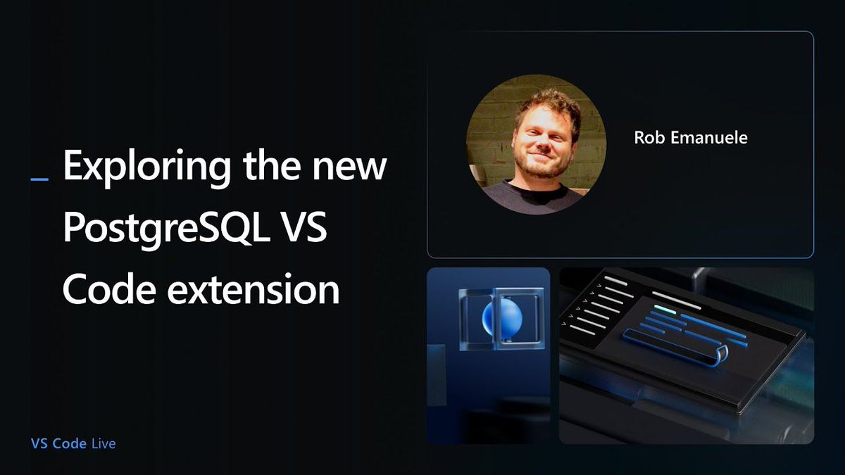 Visual Studio Code (@code) on Twitter photo 📢 This week on VS Code Live <a href="/lossyrob/">Rob Emanuele</a> joins @oliviaguzzardo for a deep dive on how to use the new Microsoft #PostgreSQL extension with #agentmode and more! 🗓️ Mark your calendar and join us Thursday, June 26th at 8 am PST 👉 youtube.com/live/xRYFKTt-Q… 📢 This week on VS Code Live <a href="/lossyrob/">Rob Emanuele</a> joins @oliviaguzzardo for a deep dive on how to use the new Microsoft #PostgreSQL extension with #agentmode and more! 🗓️ Mark your calendar and join us Thursday, June 26th at 8 am PST 👉 youtube.com/live/xRYFKTt-Q…