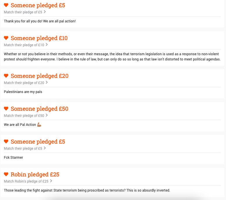 Nikita Sud (@professor_sud) on Twitter photo Heartening to read comments from ordinary people donating to <a href="/Pal_action/">Palestine Action</a> as they get set to challenge state proscription for being alleged terrorists-- for calling out a genocide.
Their fundraiser: crowdjustice.com/case/palestine… Heartening to read comments from ordinary people donating to <a href="/Pal_action/">Palestine Action</a> as they get set to challenge state proscription for being alleged terrorists-- for calling out a genocide.
Their fundraiser: crowdjustice.com/case/palestine…