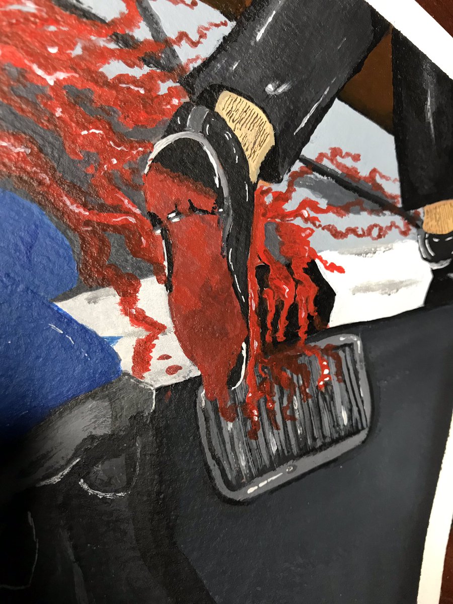 Hi guys given what’s been happening I made this painting depicting the unjust ways the state treats us and how the police is in on it. Boniface Kariuki could have been any of us. #RutoMustGo see you in a few hours comrades❤️💅🏿