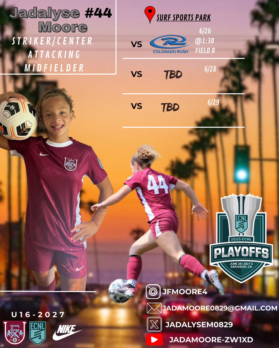 Jadalyse Moore (@jadalysem0829) on Twitter photo 🗺️📍✈️🌴~Next Up San Diego Bound~‼️🌊🏖️
#ECNL #ECNLGirls #Showcase
<a href="/ECNLgirls/">ECNL Girls</a> <a href="/UnionECNL/">Union ECNL Girls Recruiting</a> <a href="/ImYouthSoccer/">ECNL/GA/Recruiting/College Soccer</a> 🗺️📍✈️🌴~Next Up San Diego Bound~‼️🌊🏖️
#ECNL #ECNLGirls #Showcase
<a href="/ECNLgirls/">ECNL Girls</a> <a href="/UnionECNL/">Union ECNL Girls Recruiting</a> <a href="/ImYouthSoccer/">ECNL/GA/Recruiting/College Soccer</a>