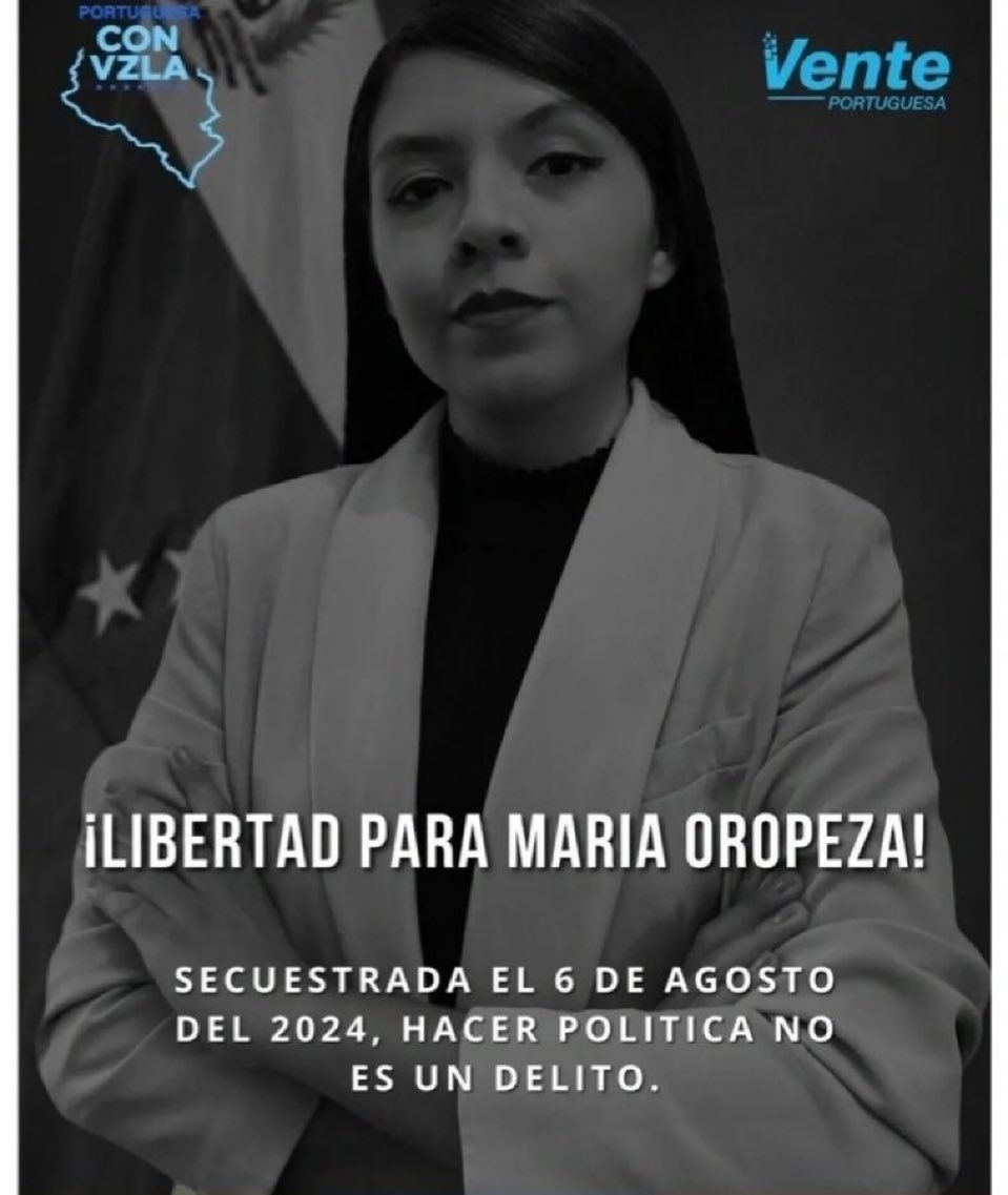 EmaFigueroaC's tweet photo. María Oropeza sigue secuestrada por la tiranía de Nicolás Maduro. Como ella más de 930 personas continúan bajo condiciones que jamás debieron vivir. 

#LiberenALosPresosPoliticos https://t.co/tPhU0CSjOa