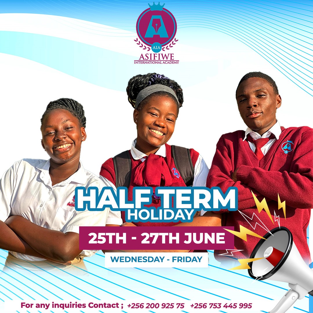AsifiweAcademys's tweet image. "Happy Half Term! 🌞🎉 Time to relax, recharge, and have some fun! 🤩 Wishing all our students, parents, and staff a wonderful break at Asifiwe International Academy!  #AsifiweInternationalAcademy #HalfTermHoliday #RelaxAndRecharge #HalfTerm"