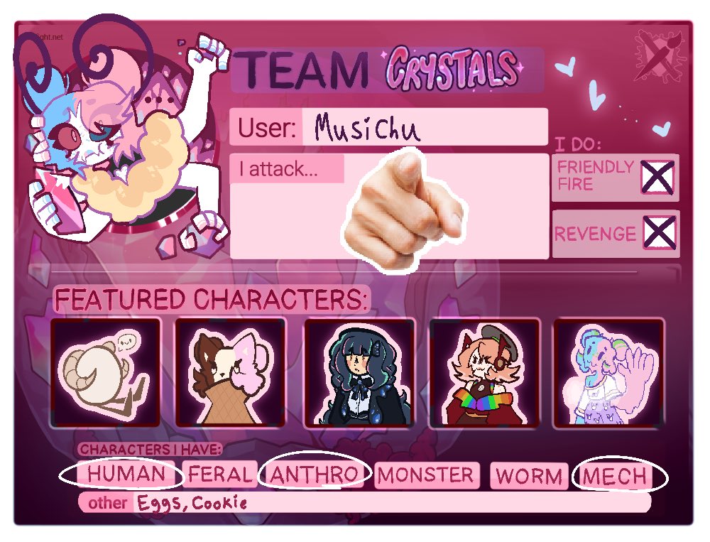 MusicalBlueBox's tweet photo. Team Crystal!! These are edible right..? 

https://t.co/gPIMMRU80t

#artfight2025 #Artfightteamcrystals https://t.co/6xF47NL7Es