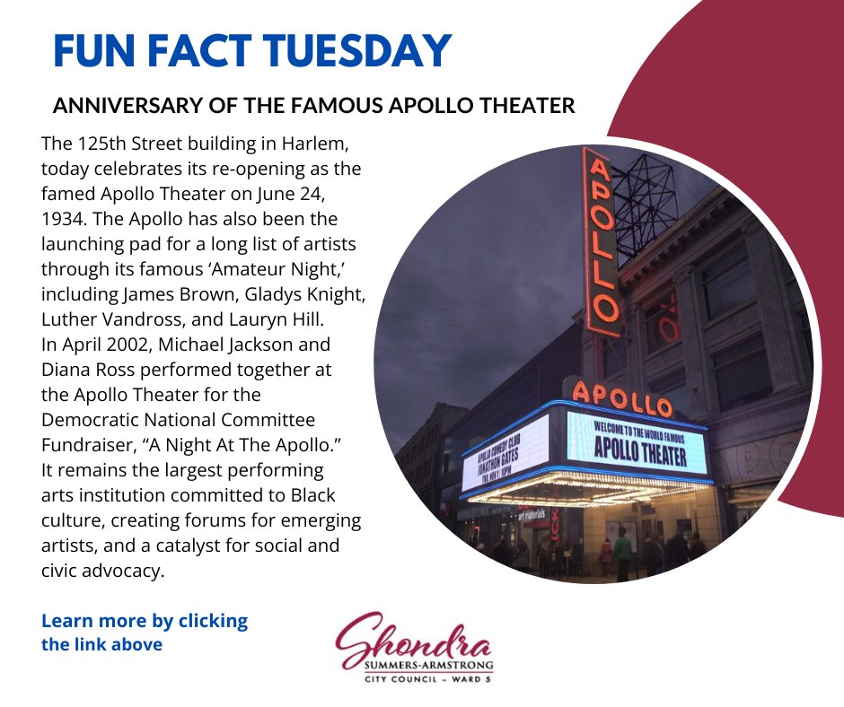 Remember Amateur Night at the Apollo? I do. That legendary stage launched icons. Learn more about its rich history - mailchi.mp/shondraarmstro…