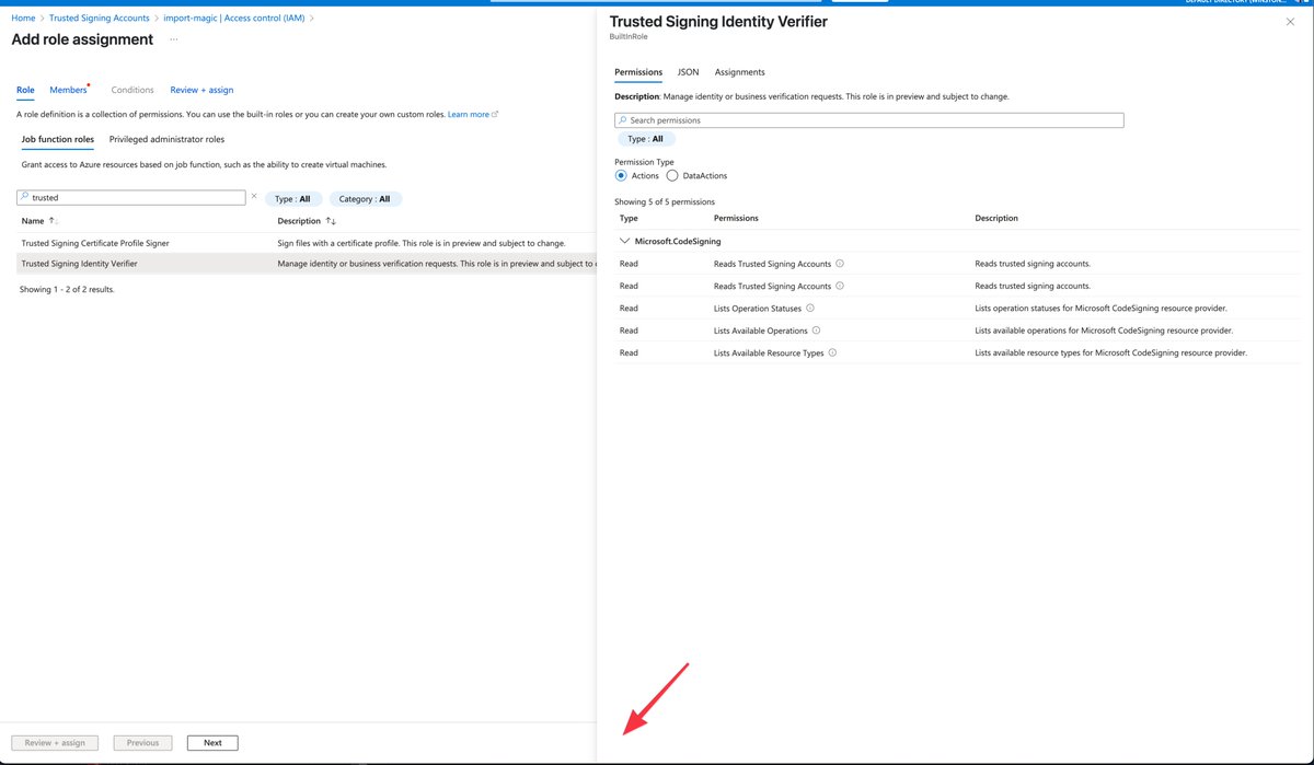 winnieletsgo's tweet photo. @azuresupport
trying to get Trusted Signing working to code sign my desktop app but there's no option to select the role for Trusted Signing Identity Verifier. 

account's role is Owner and User Access Administrator. I tried adding roles in other contexts too. didn't work. https://t.co/T7jjdPZjXu