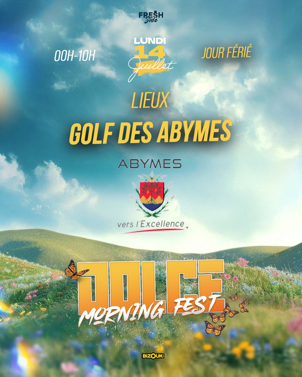 📍 La #DOLCEMORNINGFEST passe à un autre niveau 🚀
Nouveau spot : GOLF DES ABYMES 🏌️‍♀️
Spacieux 🌬️, central 📍, parking sécurisé 🔐
Sécurité = priorité 🛡️ 
Et pour ceux qui en doutaient encore… 👀
On ne fait pas que des événements. On crée des expériences 💭🌅
#DOLCE  👑