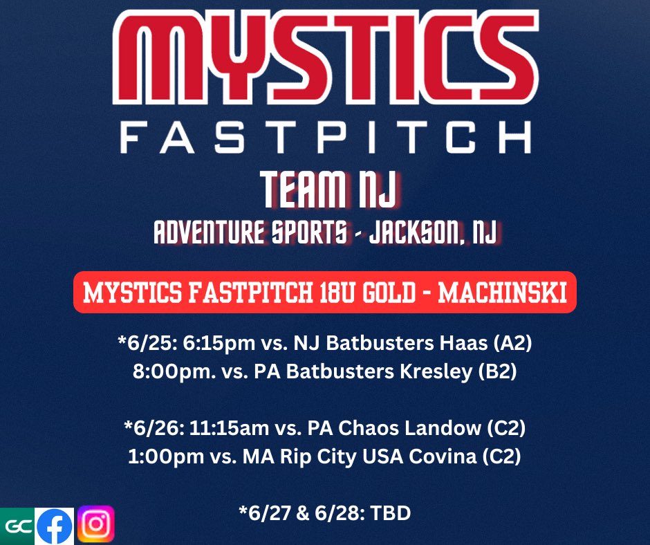 Team NJ schedule!! Ready for some good competition ❤️💙 #classof2026 #mysticsfastpitch <a href="/SisiMachinski/">Coach Sisi</a> <a href="/CoastRecruitsSB/">Coast Recruits 🥎</a> <a href="/TopPreps/">TOP PREPS - SPORTS NEWS, VIDEOS & INTERVIEWS</a> <a href="/IHartFastpitch/">I❤️Fastpitch</a> <a href="/CoastRecruits/">Coast 2 Coast Recruits</a> <a href="/ALLNJSoftball/">NJ softball</a> <a href="/SBRRetweets/">Softball Recruiting Reposts</a>