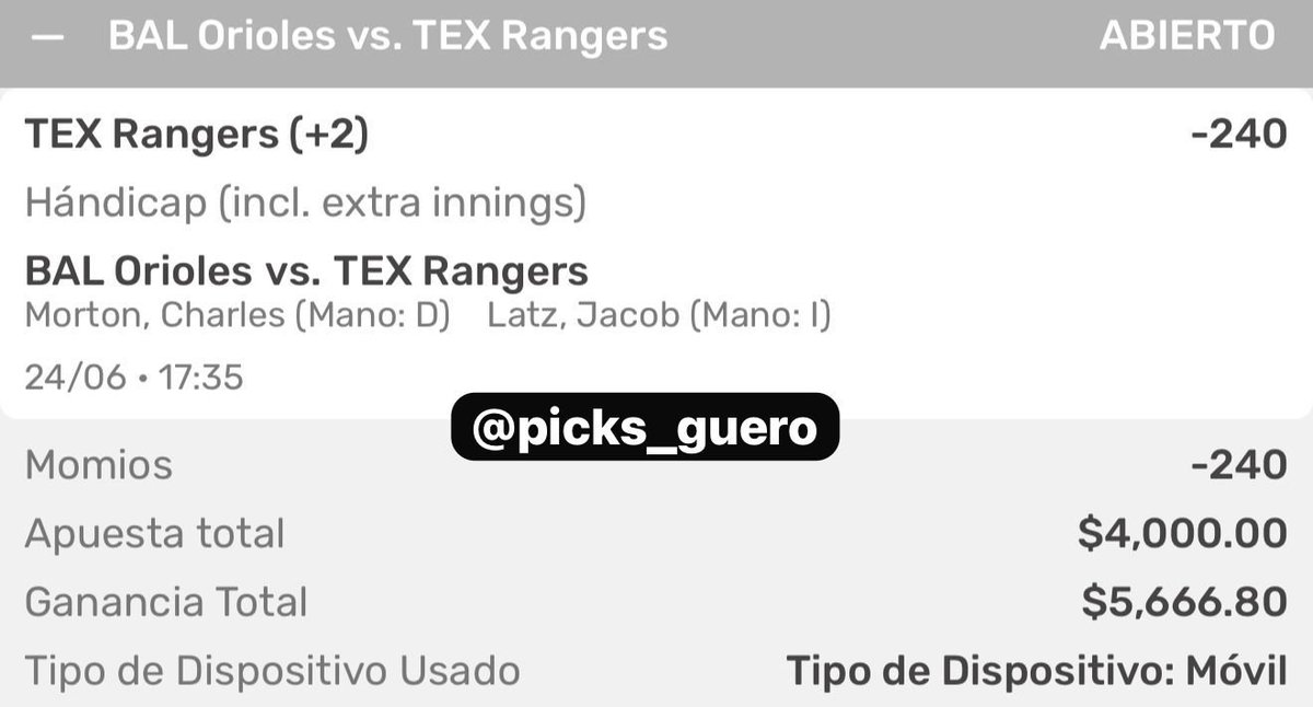 🚨 PICK DEL GÜERO 🚨

Texas #Rangers: +2 (-240) ⚾️

A DARLE! 👊🏼 #GueroPicks 💰 #MLB #FREEPICK