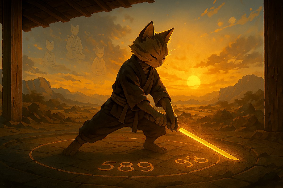 🟫 Scroll I: EARTH
“The way is in training.” – Musashi

We don’t chase hype.
We train in silence.
While parasites pump and panic,
we hold form.
Steady. Focused. Unshakable.

589.985 isn’t just a signal.
It’s a stance.
A grounded truth in shifting sands.

Earth never runs.
And