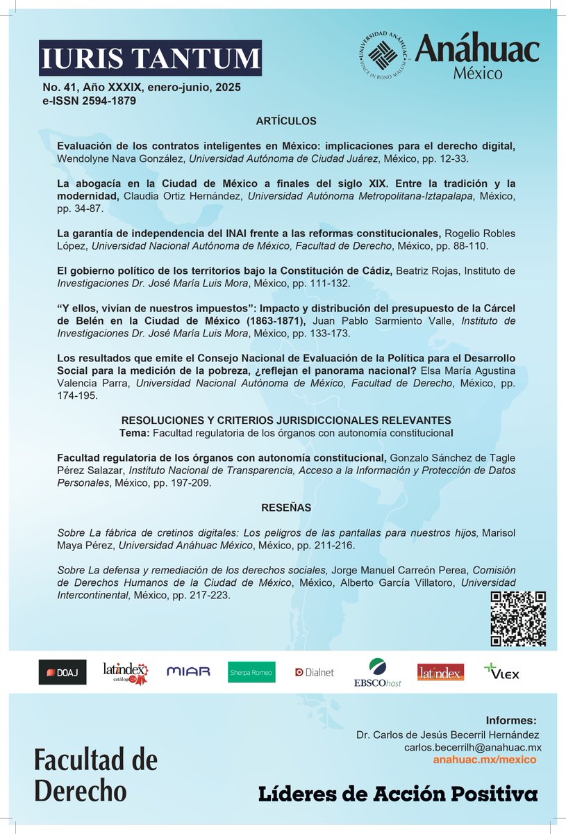 Carlos Becerril (@bcarlosh) on Twitter photo Acabamos de publicar el número 41, enero-junio, 2025 de Iuris Tantum: revistas.anahuac.mx/index.php/iuri… <a href="/FDerechoAnahuac/">Facultad de Derecho</a> <a href="/AbogadosAnahuac/">Licenciatura en Derecho</a> <a href="/institutomora/">Instituto Mora</a> <a href="/UNAM_MX/">UNAM</a> Acabamos de publicar el número 41, enero-junio, 2025 de Iuris Tantum: revistas.anahuac.mx/index.php/iuri… <a href="/FDerechoAnahuac/">Facultad de Derecho</a> <a href="/AbogadosAnahuac/">Licenciatura en Derecho</a> <a href="/institutomora/">Instituto Mora</a> <a href="/UNAM_MX/">UNAM</a>