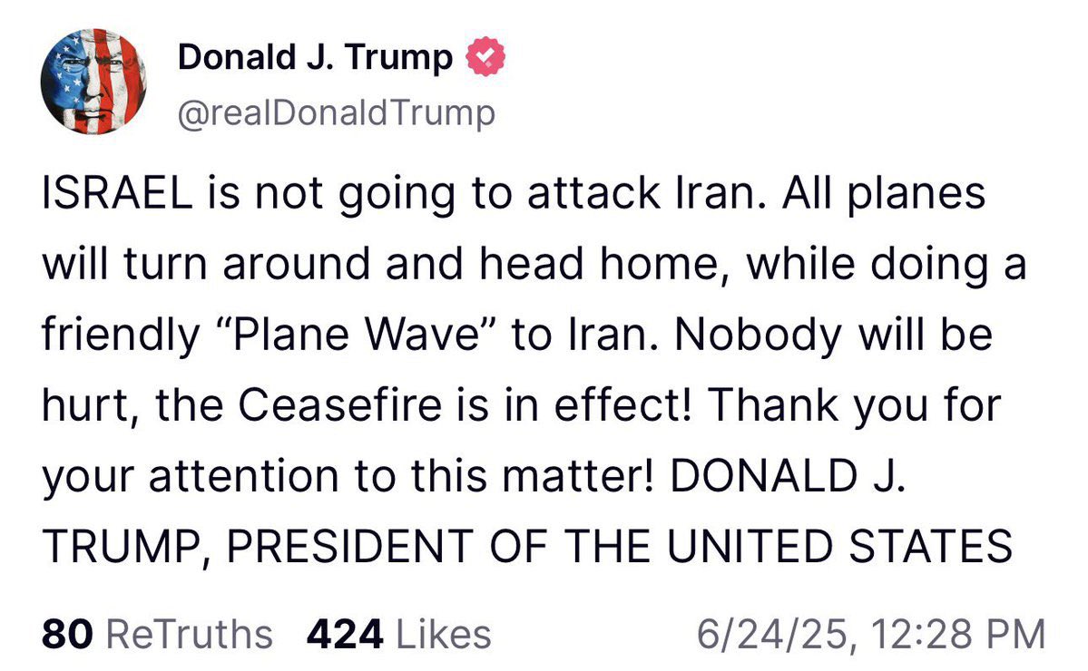 zeeshanstories's tweet photo. 🤣🇮🇱🇺🇸🇮🇷 TRUMP SAYS ISRAEL WILL DO “FRIENDLY PLANE WAVE” TO IRAN — NO BOMBINGS!

#IranIsraelConflict #IranVsIsrael #طهران https://t.co/YmXTjQeYgf