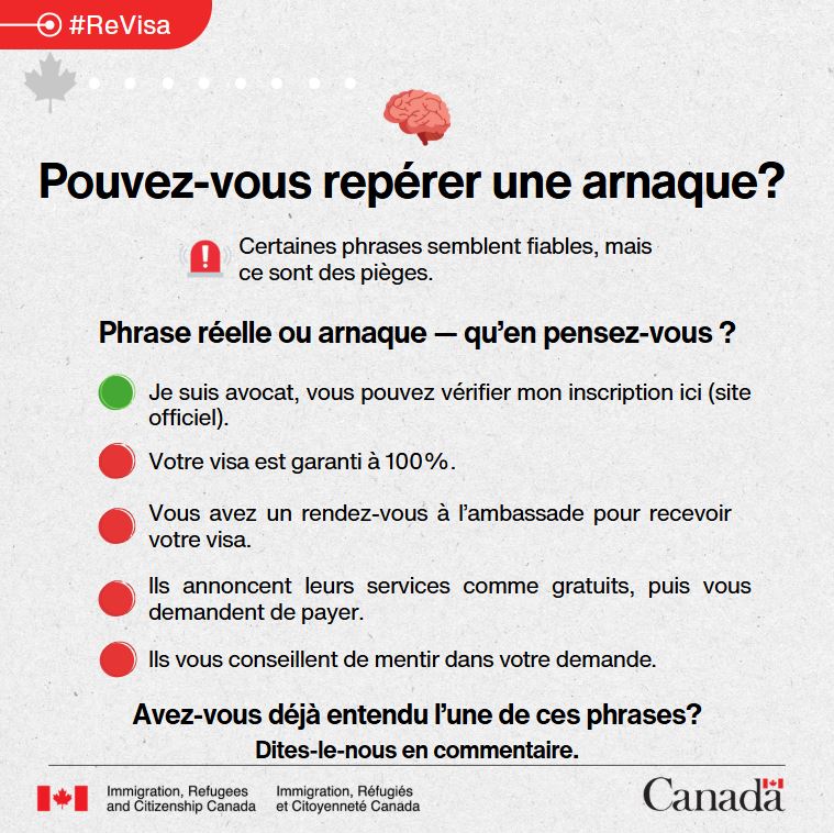 Ceux qui parlent de gérer le processus ne sont pas toujours autorisés à le faire

Seuls peuvent représenter un demandeur  
✅ Membre du CICC
✅ Avocat/notaire au Canada
✅ Parajuriste/Ontario

Mais aucun représentant n’est requis pour postuler
📧verificanada@international.gc.ca