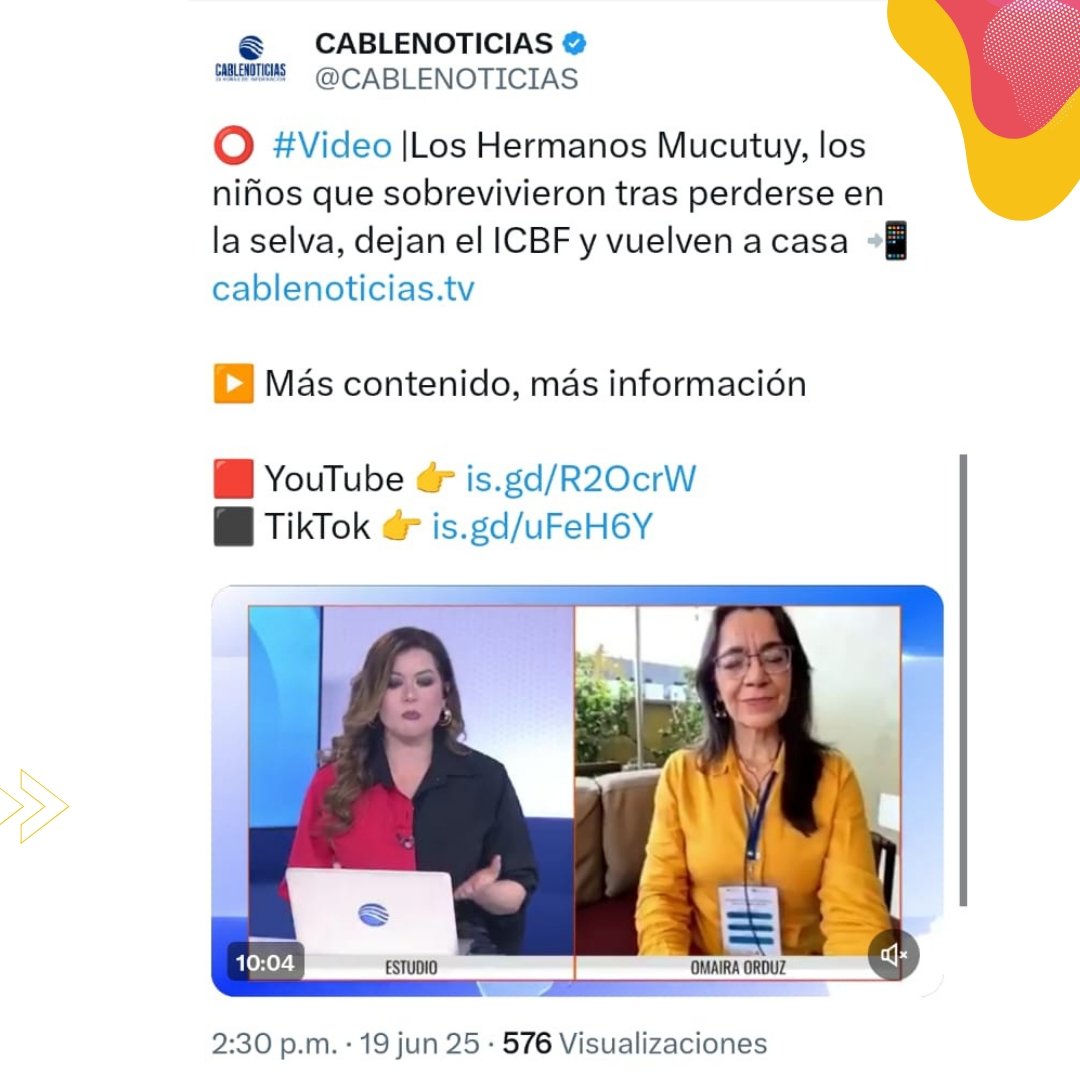 Alianza por La Niñez Colombiana (@alianzaninez) on Twitter photo Gracias a <a href="/elespectador/">El Espectador</a> y <a href="/CABLENOTICIAS/">CABLENOTICIAS</a> por abrir espacios para hablar del trabajo infantil y el reclutamiento. Desde la Alianza por la Niñez Colombiana seguimos trabajando por una niñez con derechos garantizados. 🙌🧒🏽👧🏽
x.com/CABLENOTICIAS/…
elespectador.com/bogota/ninez-e… Gracias a <a href="/elespectador/">El Espectador</a> y <a href="/CABLENOTICIAS/">CABLENOTICIAS</a> por abrir espacios para hablar del trabajo infantil y el reclutamiento. Desde la Alianza por la Niñez Colombiana seguimos trabajando por una niñez con derechos garantizados. 🙌🧒🏽👧🏽
x.com/CABLENOTICIAS/…
elespectador.com/bogota/ninez-e…