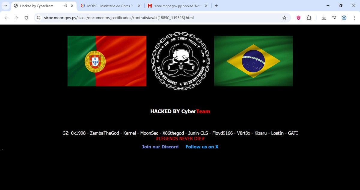 Ministerio de Obras Públicas y Comunicaciones - Paraguay

site:sicoe.mopc.gov.py/sicoe/document…
mirror:zone-h.org/mirror/id/4140…

#CyberTeam #Hacked