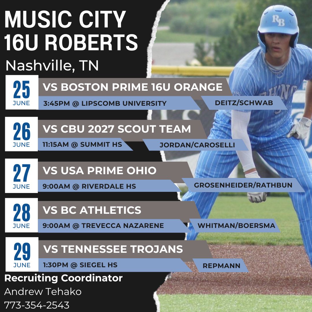 🚨🚨 🚨🚨 🚨🚨 🚨🚨 🚨🚨 🚨🚨
          SCHEDULE &amp; ROTATION
🚨🚨 🚨🚨 🚨🚨 🚨🚨 🚨🚨 🚨🚨

                      ‘27 Roberts
               Music City Classic
            
              📍Nashville, TN📍
