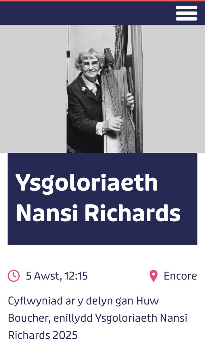 Llwyfan Encore <a href="/eisteddfod/">eisteddfod</a> 

05.08.2025 12:15

Cyflwyniad ar y delyn gan Huw Boucher, enillydd Ysgoloriaeth Nansi Richards 2025