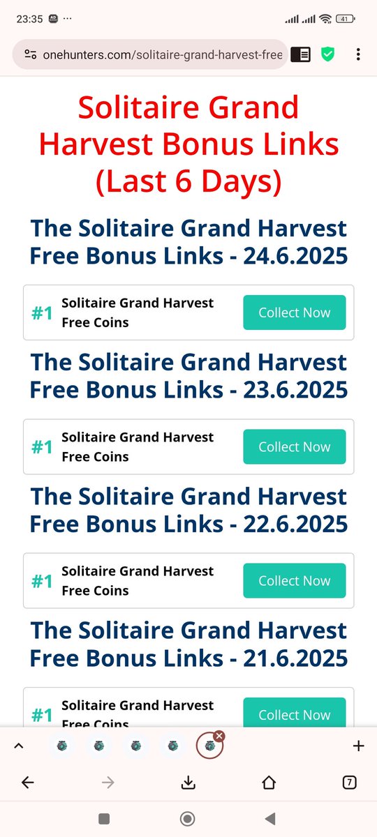 TodayLinks's tweet photo. The Solitaire Grand Harvest Free Bonus Links – 24.6.2025 🌾
Collect your daily free coins and rewards now! 💰
👉 https://t.co/comxazXDqp

#SolitaireGrandHarvest #FreeCoins #BonusLinks #DailyRewards #Freebies #OneHunters https://t.co/zcKtBvhYuy