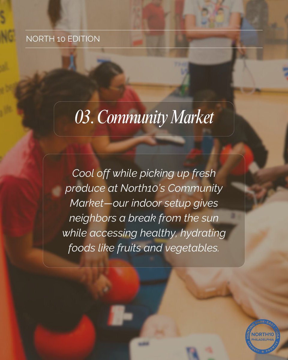 Need a place to cool off? North10, Philadelphia, is serving as a designated cooling center during these hot summer days. Our doors are open to community members seeking relief from the heat. Stop by the Lenfest Center to rest, hydrate, and stay safe. 

#TogetherWeThrive