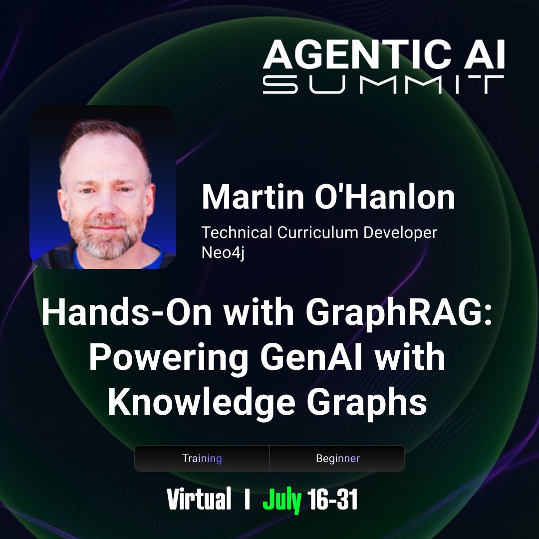 Join Neo4j’s <a href="/martinohanlon/">Martin O'Hanlon</a> at ODSC West for a hands-on workshop on GraphRAG—combining knowledge graphs + RAG to build more reliable GenAI apps.

You'll use Python, OpenAI, and real-world tools.

🗓️ Learn more: hubs.li/Q03tjMB70 
 
#GraphRAG #GenAI #ODSCWest #Neo4j