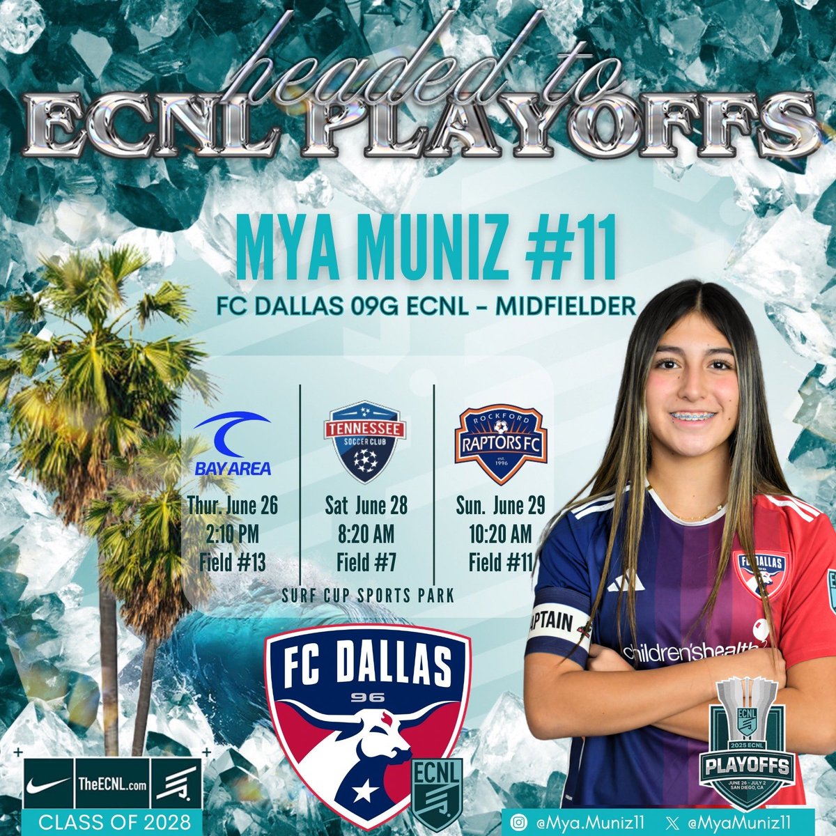 Mya Muniz 2028 (@myamuniz11) on Twitter photo Almost that time! โ๏ธโ๏ธโฝ๏ธ๐ด
Excited to represent with my team <a href="/ECNLgirls/">ECNL Girls</a> Playoffs in San Diego - hope you can come by to watch us play!! Safe travels & see you soon!!
Coaches - click on this link to see some of my showcase highlights @ myamuniz.com/photos
#classof2028 Almost that time! โ๏ธโ๏ธโฝ๏ธ๐ด
Excited to represent with my team <a href="/ECNLgirls/">ECNL Girls</a> Playoffs in San Diego - hope you can come by to watch us play!! Safe travels & see you soon!!
Coaches - click on this link to see some of my showcase highlights @ myamuniz.com/photos
#classof2028