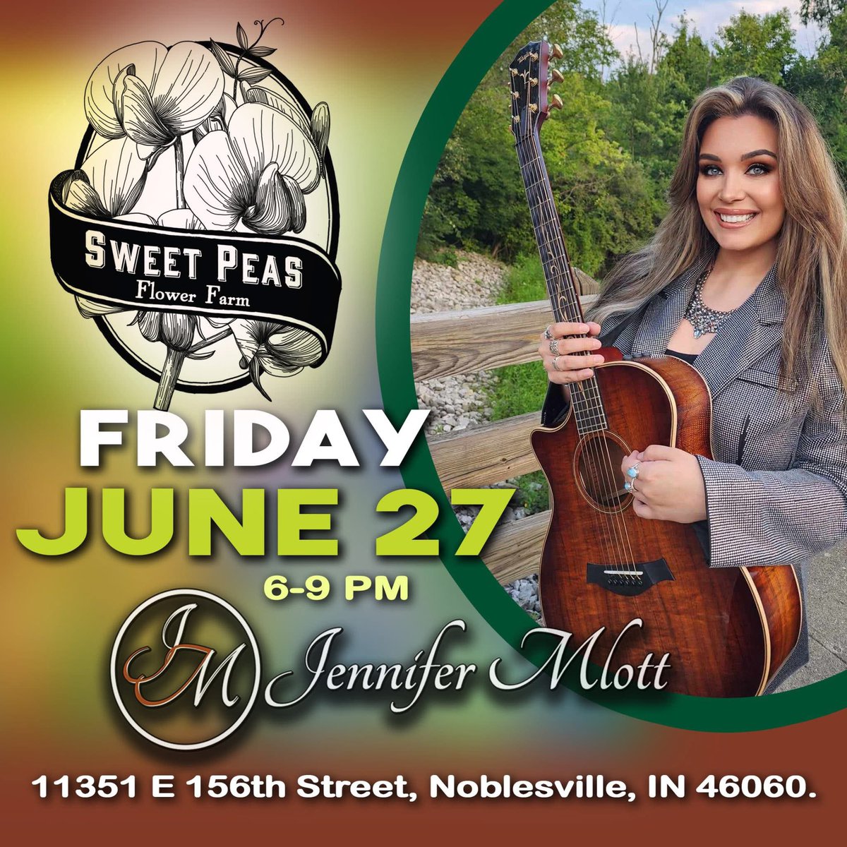 JenniferMlott's tweet image. Ive got two debut performances this week!! Whohooo! 🤠
Here’s where to find me this week! 😉
🌸 Something Splendid Thursday -
6PM- 8PM!
💐 Sweet Peas Flower Farm Friday - 6PM-9PM!
#jennifermlottmusic