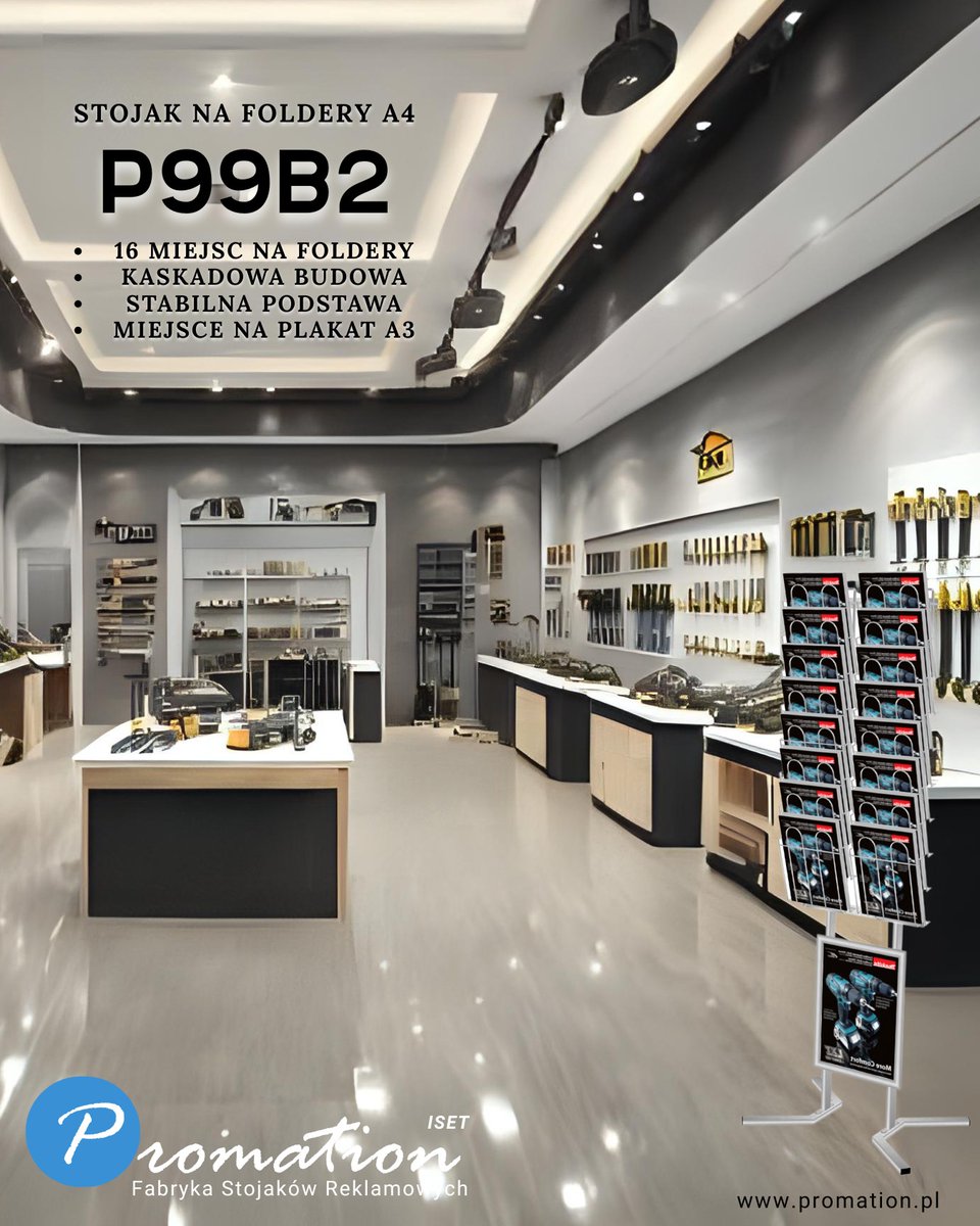 Promation_pl's tweet image. Przedstawiamy solidny metalowy stojak na #foldery i katalogi reklamowe A4. 16 pojemnych miejsc do Twojej dyspozycji

#pos #ekspozycja #stand #stojakreklamowy

promation.pl/stojaki-na-fol…