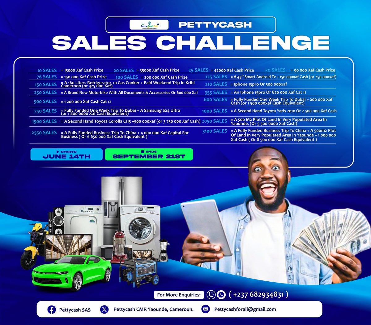 pettycashglobal's tweet photo. It's day 14 already

By the end of 100days, your finances will either be the same or have dropped

Get on this sales challenge now to not only make money for yourself but to also win amazing prizes https://t.co/VH275xZoJ7