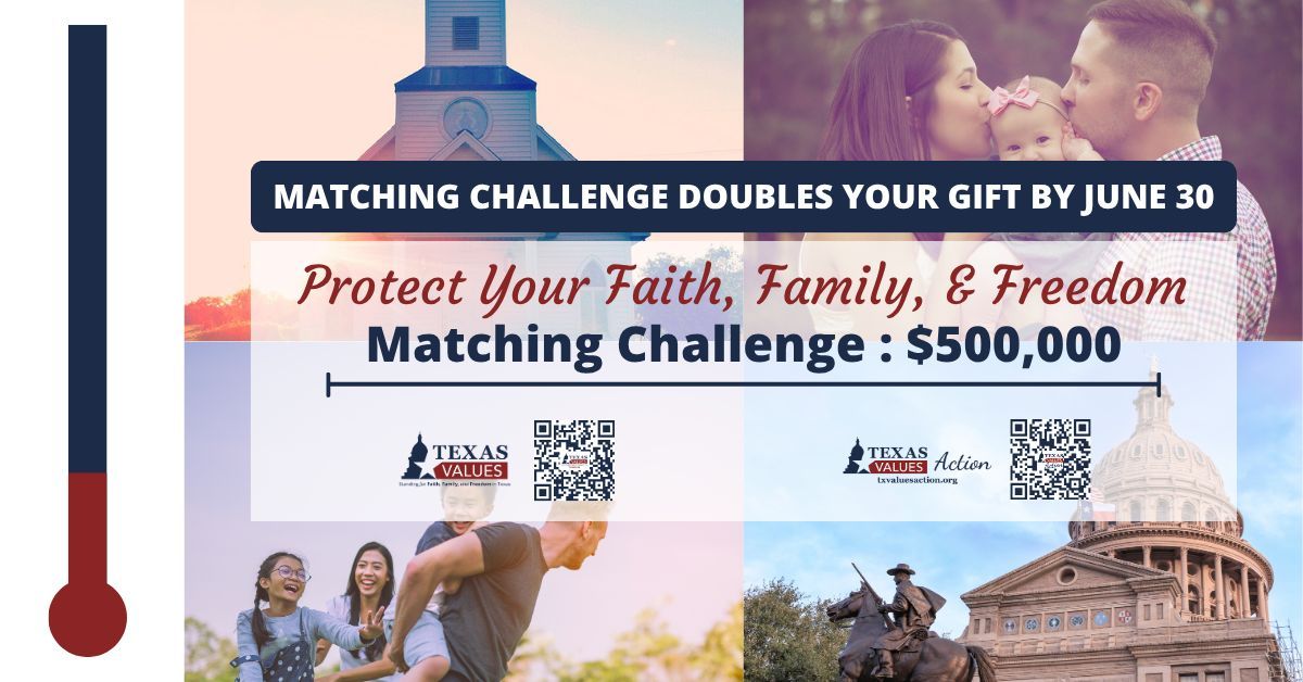 TxValuesAction's tweet image. Your Gift = Double the Impact!
Thanks to a $500,000 Matching Grant, every dollar you give to Texas Values Action by June 30 will be matched — dollar for dollar! Help us continue the fight to protect faith, family & freedom in Texas and double your impact by donating to Texas…