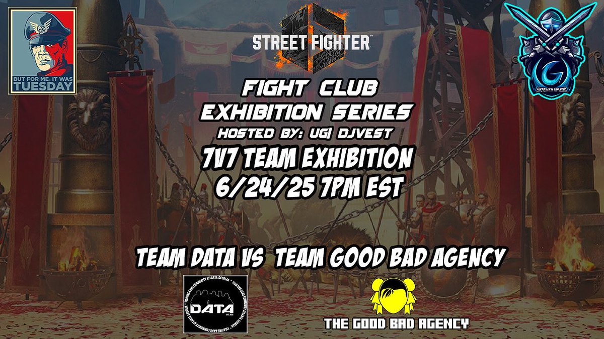DATA FGC (@data_fgc) on Twitter photo Hey, folks!
It's been a while, but Team DATA FGC is having a reunion for this #StreetFighter6 7v7 against Team Good Bad Agency hosted by <a href="/UntamedGaming2/">UntamedGaming</a> . Come join the chat! Please be warned, you never know what <a href="/BigBates/">DATA BigBates</a> might say. 🤣
DATA FGC POV: twitch.tv/maxmode_fgc Hey, folks!
It's been a while, but Team DATA FGC is having a reunion for this #StreetFighter6 7v7 against Team Good Bad Agency hosted by <a href="/UntamedGaming2/">UntamedGaming</a> . Come join the chat! Please be warned, you never know what <a href="/BigBates/">DATA BigBates</a> might say. 🤣
DATA FGC POV: twitch.tv/maxmode_fgc
