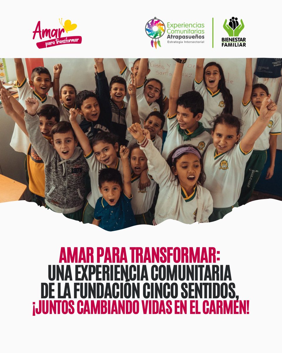 FCincoSentidos's tweet photo. 🎨✨ ¡Amar para Transformar!

La Fundación 5 Sentidos invita a todos los niños, niñas y adolescentes entre 6 y 17 años de El Carmen, Norte de Santander, a hacer parte de este hermoso proyecto. ⬇️

¡Inscríbete aquí! 👉🏽 https://t.co/bE9TAPInrj https://t.co/lxtGZbwgR2