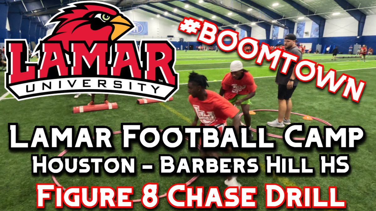 Figure 8 Chase Drill @ #Boomtown <a href="/LamarFootball/">Lamar University Football</a>  Camp 2025 @ Barbers Hill High School Indoor Complex
📽️youtu.be/GPkSLo2OgHo
HUGE thanks to <a href="/CoachRossomando/">Peter Rossomando</a> for allowing us to Film &amp; Showcase the <a href="/LamarFootball/">Lamar University Football</a> Camp!

FOLLOW: <a href="/carson_picheco/">Carson Picheco</a>, <a href="/Coach_RMcCarthy/">Ryan McCarthy</a>, <a href="/CoachDrewChrist/">Drew Christ</a>,