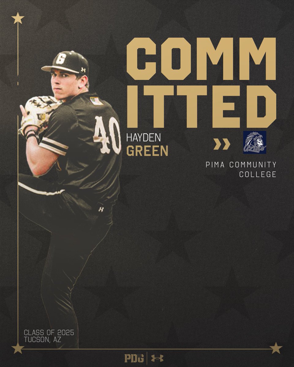 PDG Academy Generals (@pdgabaseball) on Twitter photo Congrats to our guy <a href="/Hayden_green_bb/">Hayden green</a> on his commitment to <a href="/BaseballPima/">Pima Baseball</a> ‼️
#GoGold | #PTBAW | #BurgTough Congrats to our guy <a href="/Hayden_green_bb/">Hayden green</a> on his commitment to <a href="/BaseballPima/">Pima Baseball</a> ‼️
#GoGold | #PTBAW | #BurgTough